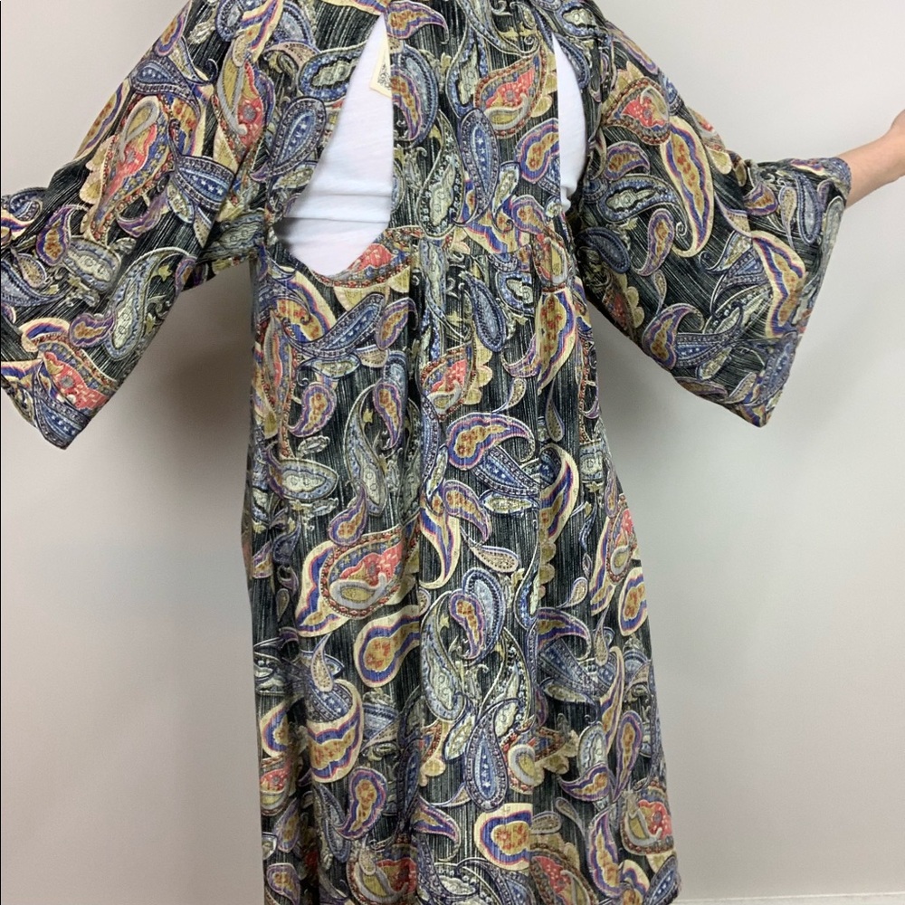 Flip Side Paisley Print Kimono Duster Entro S M L - Picture 3 of 8